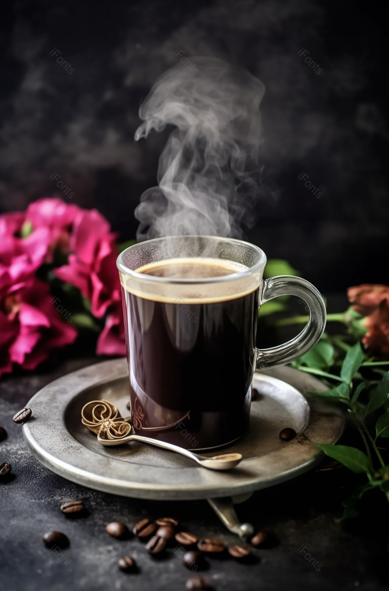 美式咖啡咖啡豆都市生活黑色背景,高清,摄影图,摄影图片,图片大全,摄影图免费下载